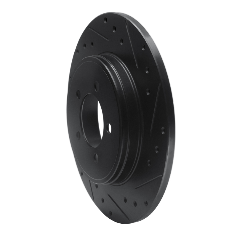 Lincoln Aviator Brake Rotor (1) - Rear Right - R1 Concepts - Drilled & Slotted - Black - `03-`05